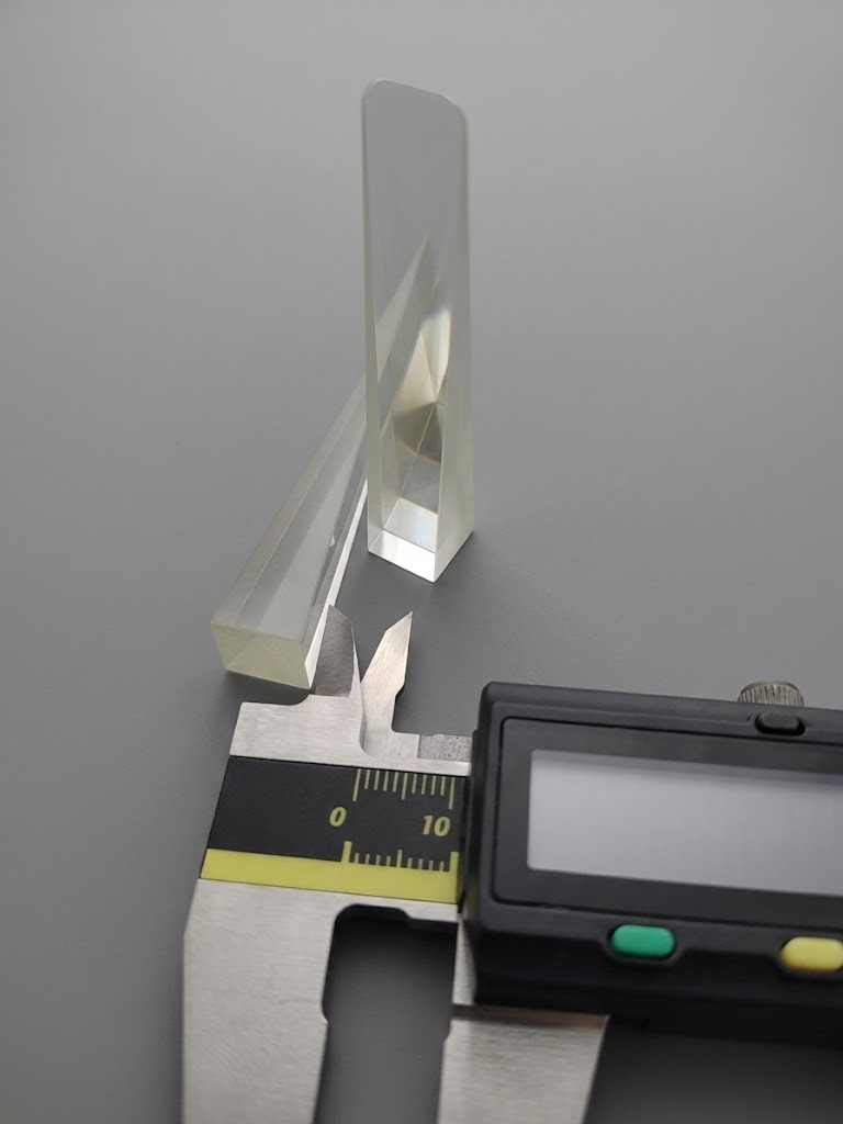 Caliper measurement of a precision optical prism
