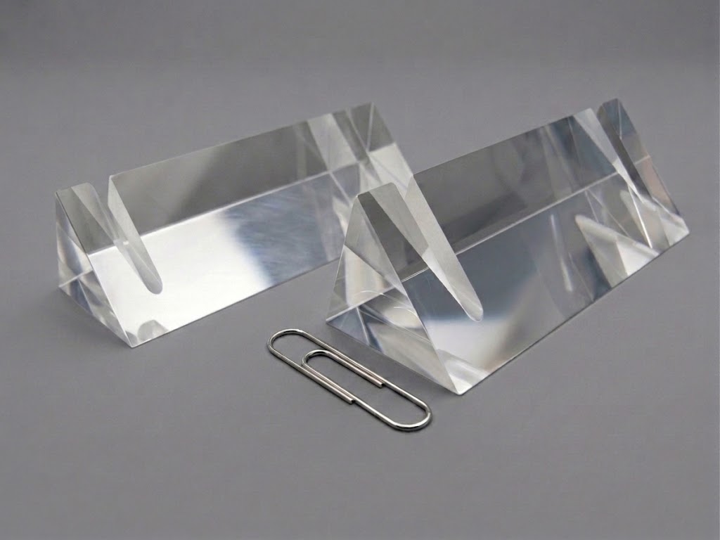 Two clear triangular prisms
