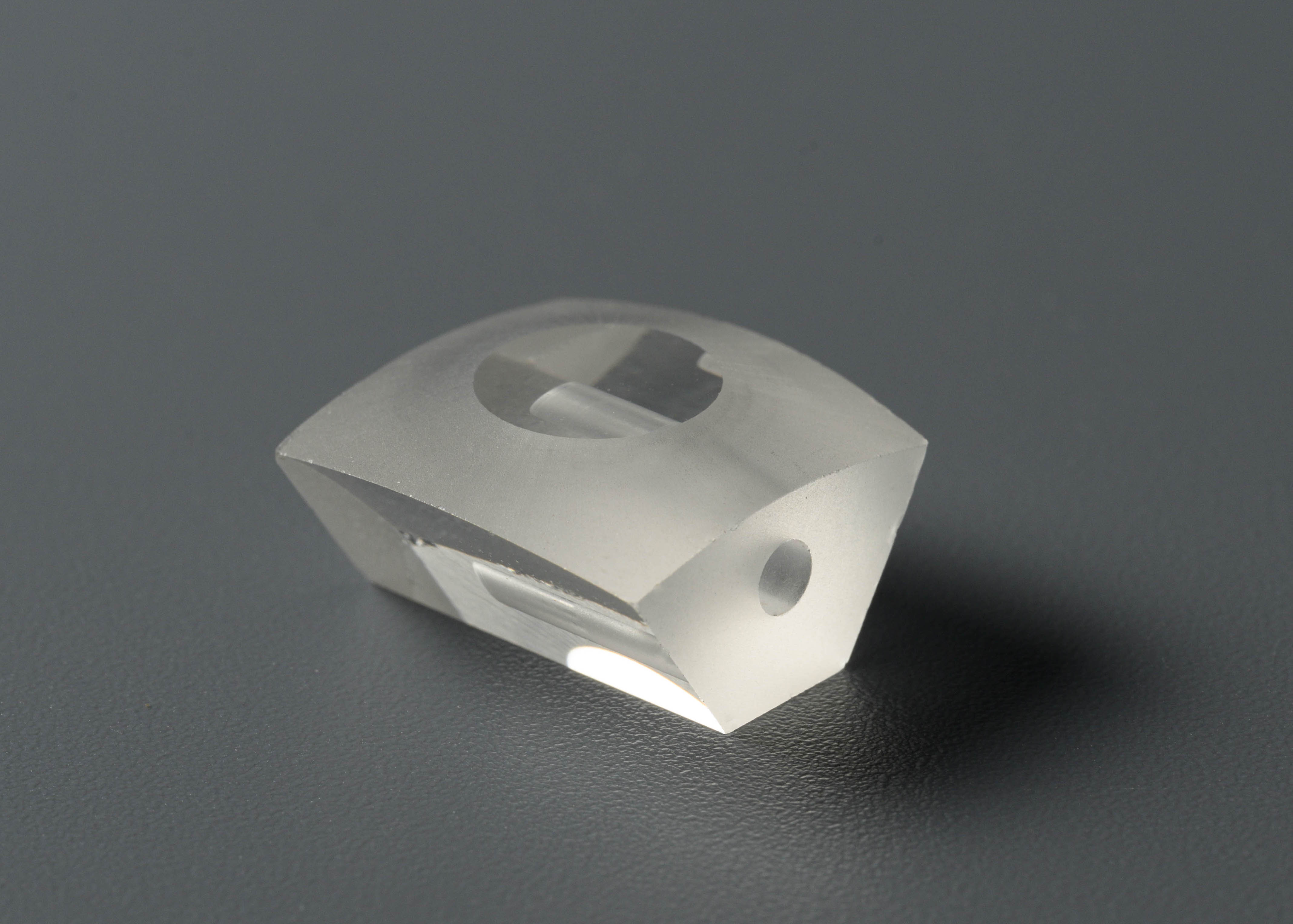 Frosted sapphire truncated pyramid with mounting holes