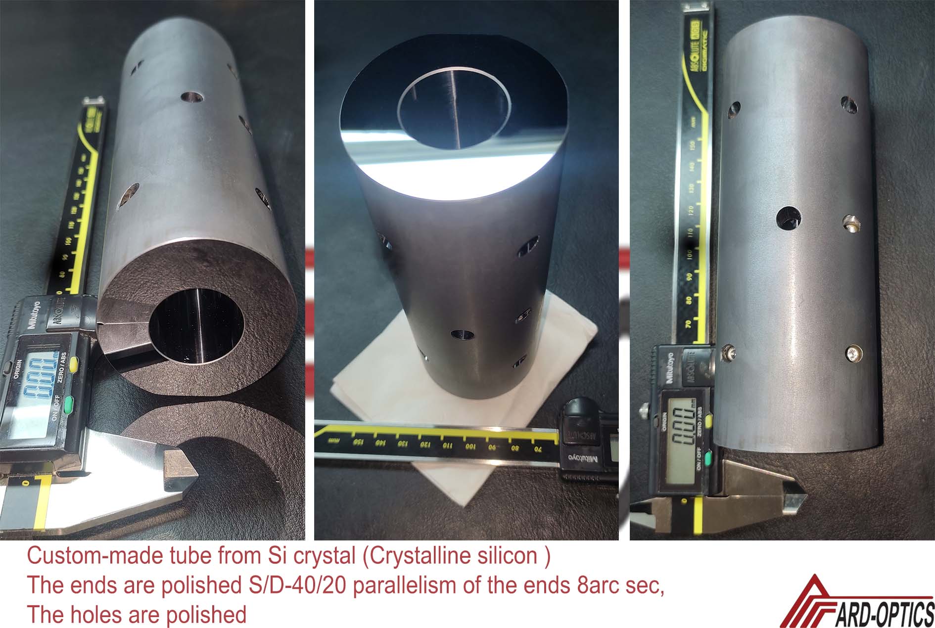 Custom-made tube from crystalline silicon with polished holes